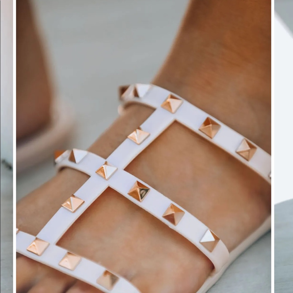 Treasured gold studded sandal in nude - Picture 5 of 7